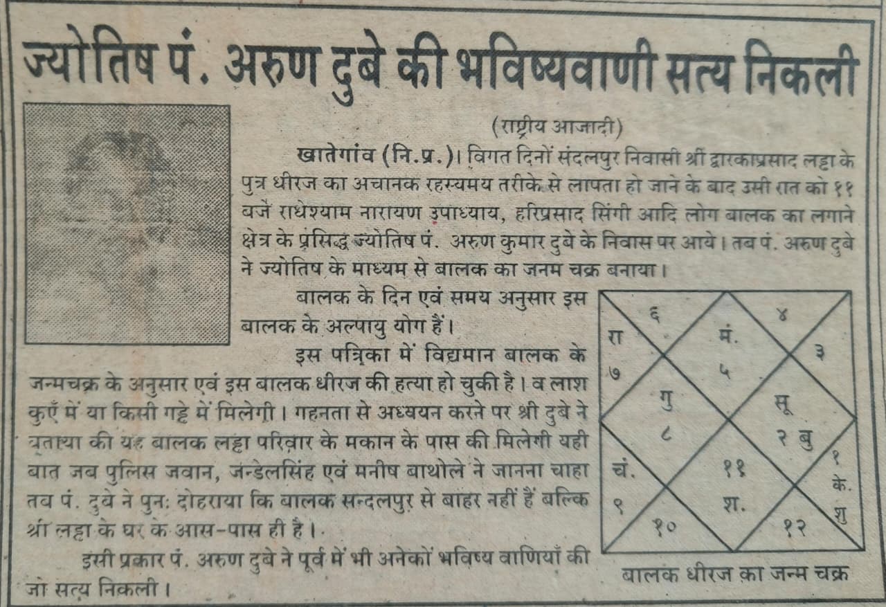 Astrologer Pandit Arun Dubey’s prediction turned out to be true.